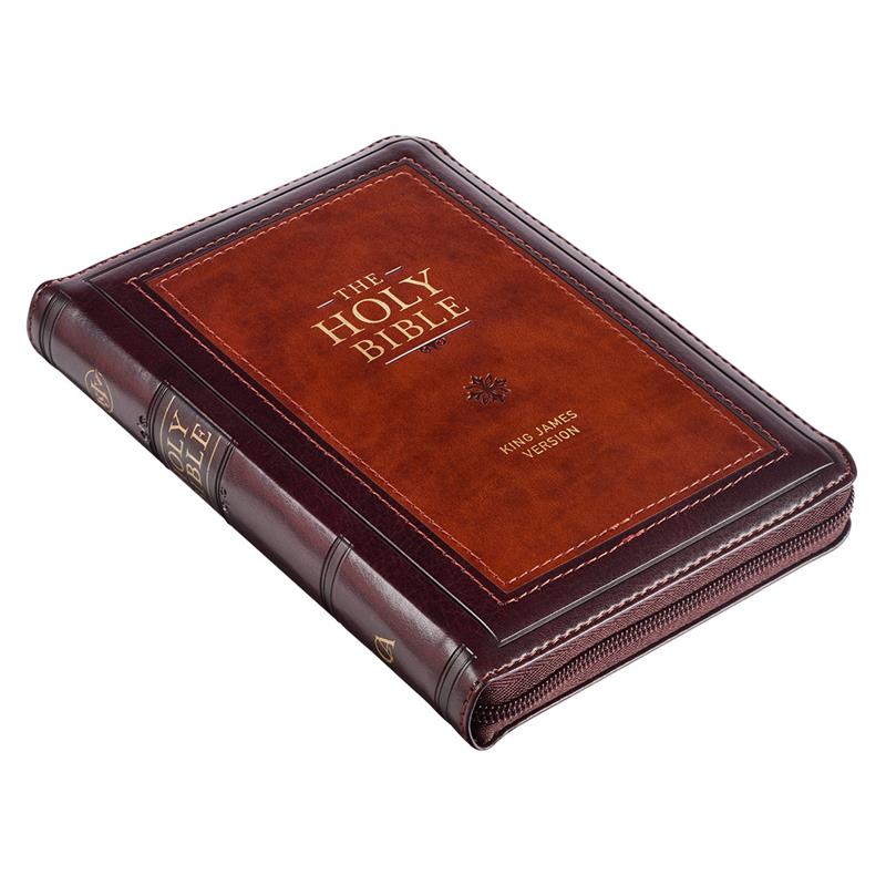 KJV Compact Bible Burgundy/Brown With Zipper (Red Letter)